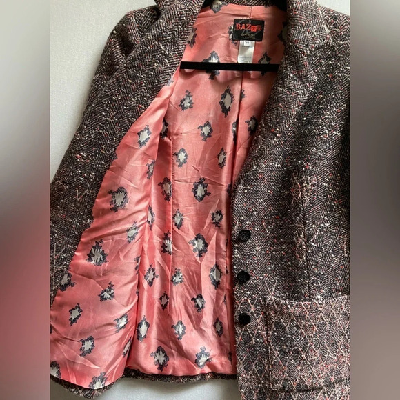 Bazar Christian Lacroix designer wool tweed pink multi colored blazer Sz 38 - Picture 7 of 14